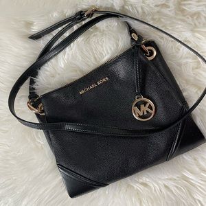 Black Leather Michael Kors Gold Accent